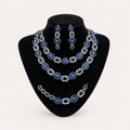 Luxurious Sapphire Blue Floral Statement 4-Piece Jewelry Set
