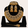 Traditional Gold & Amber Jhumka Bridal Jewelry Set