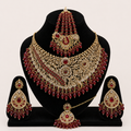 Regal Crimson Red & Gold Statement Bridal Jewelry Set