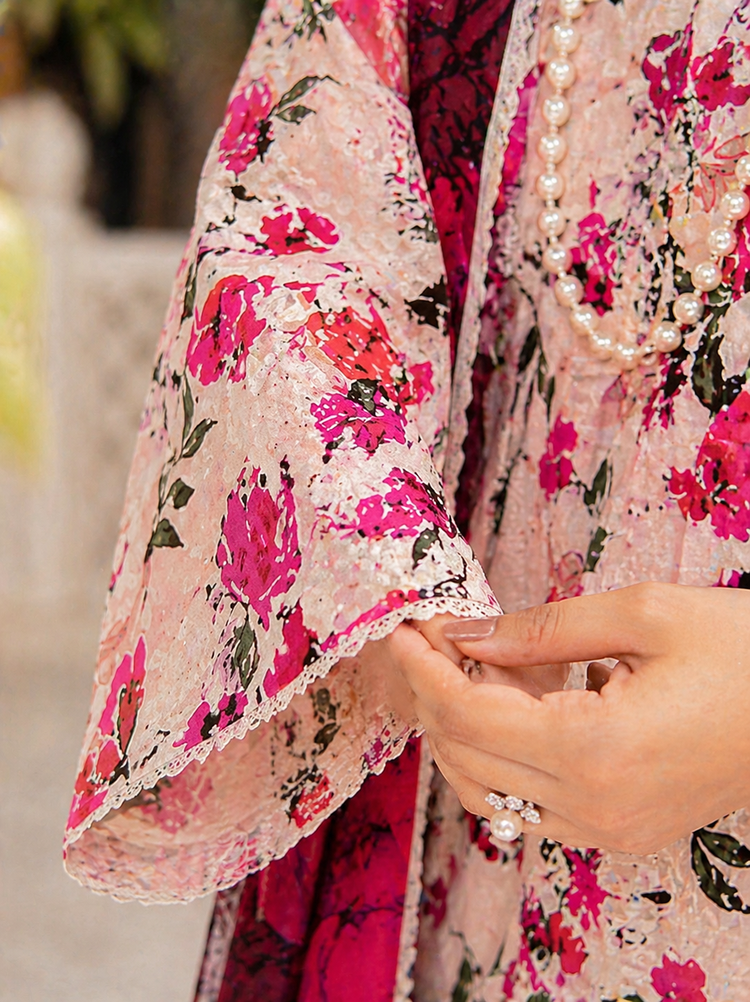 Luxury Embroidered Slub Dora Lawn Suit – Lilac Pink & Purple Floral