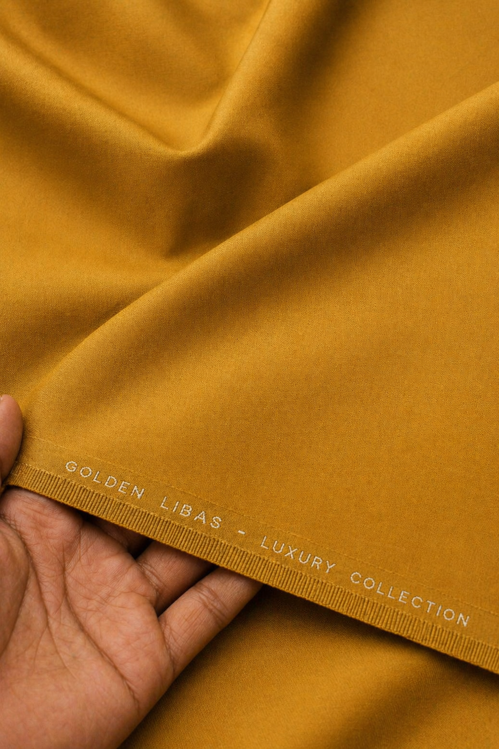 Premium Men's Cotton Unstitched Fabric – Mustard (Golden Libas)