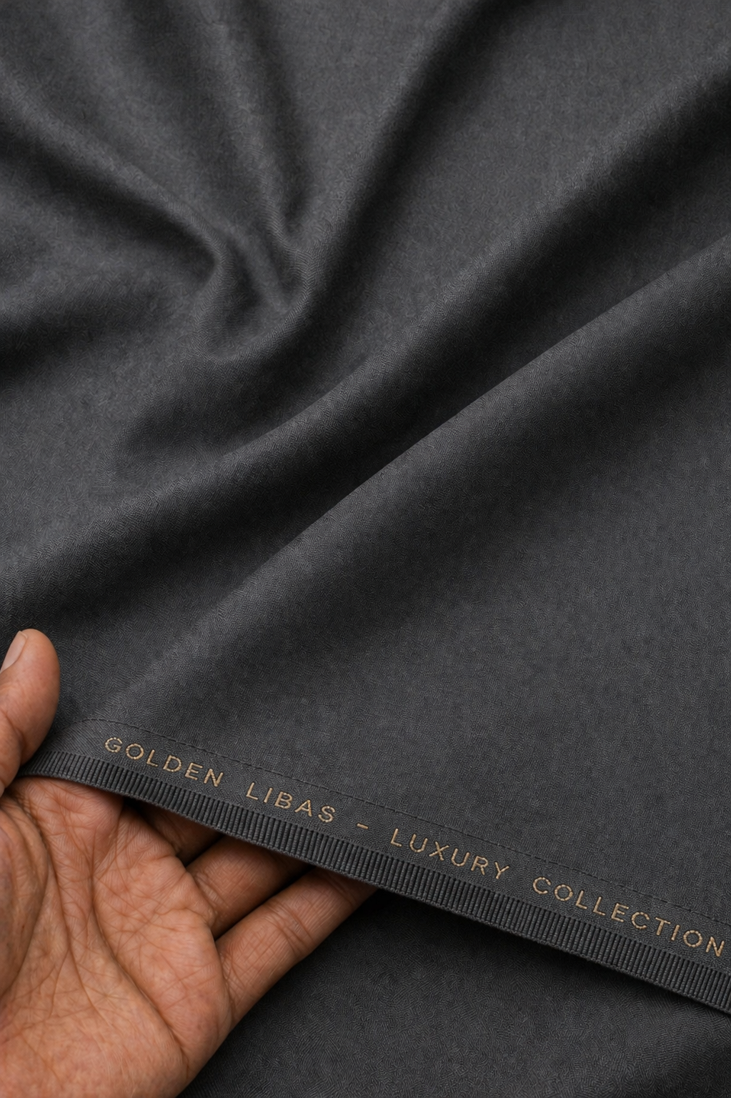 Premium Men's Cotton Unstitched Fabric – Steel Grey (Golden Libas)