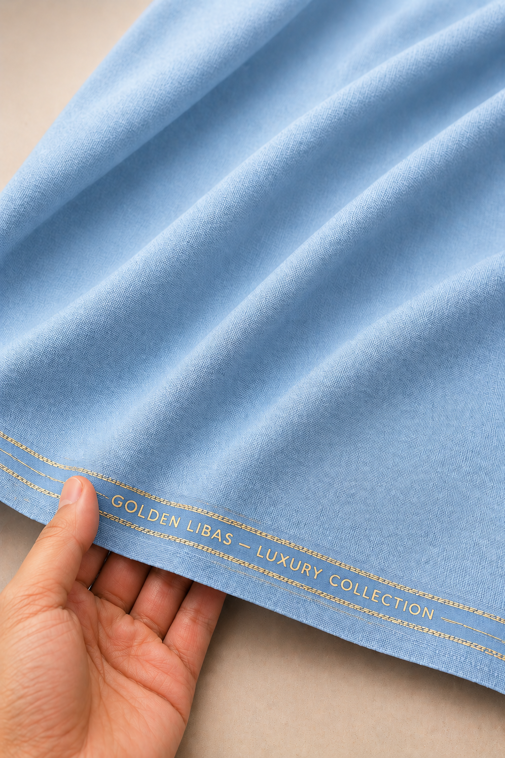 Premium Men's Cotton Unstitched Fabric – Sky Blue (Golden Libas)