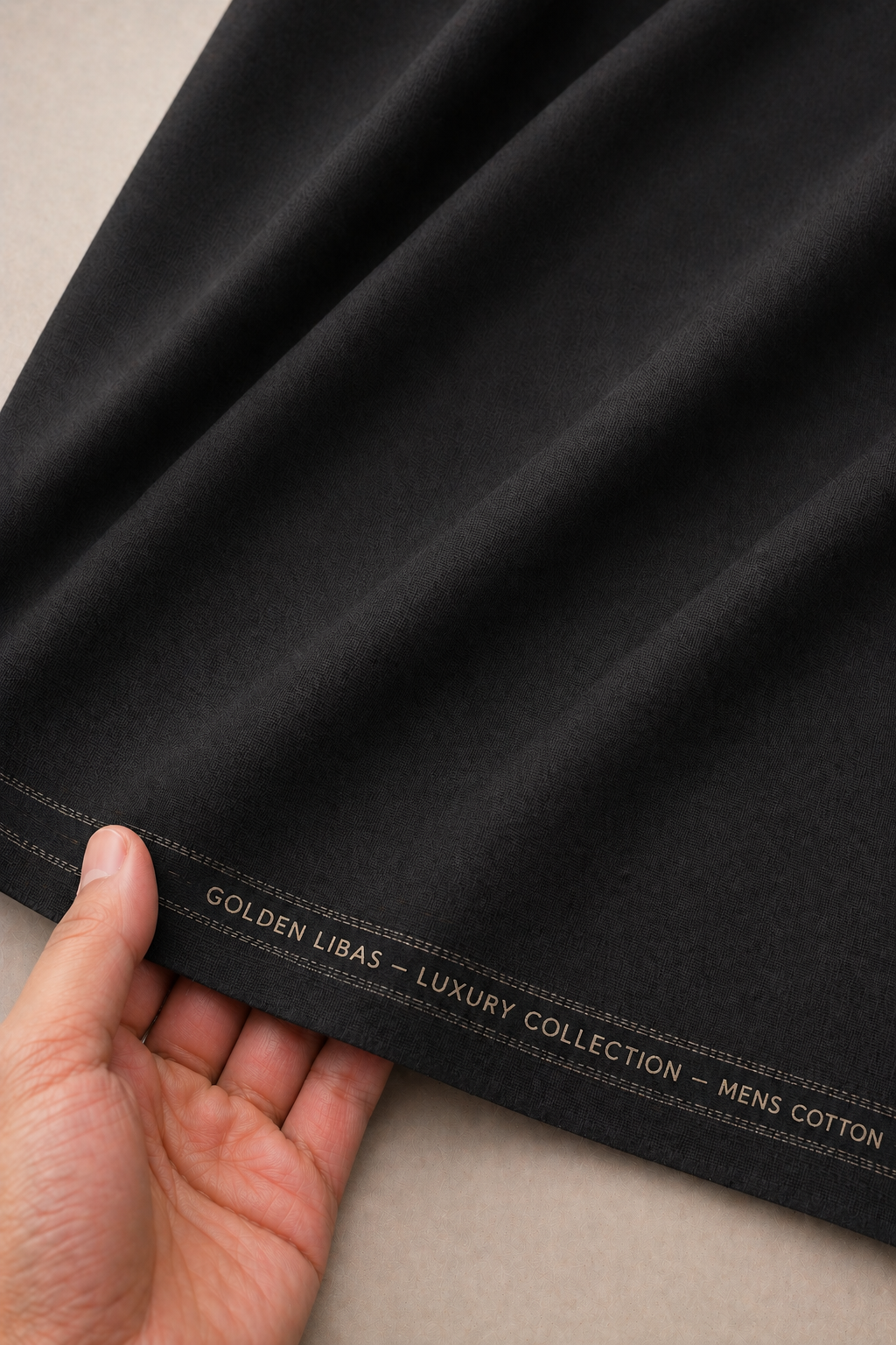 Premium Men's Cotton Unstitched Fabric – Black (Golden Libas)