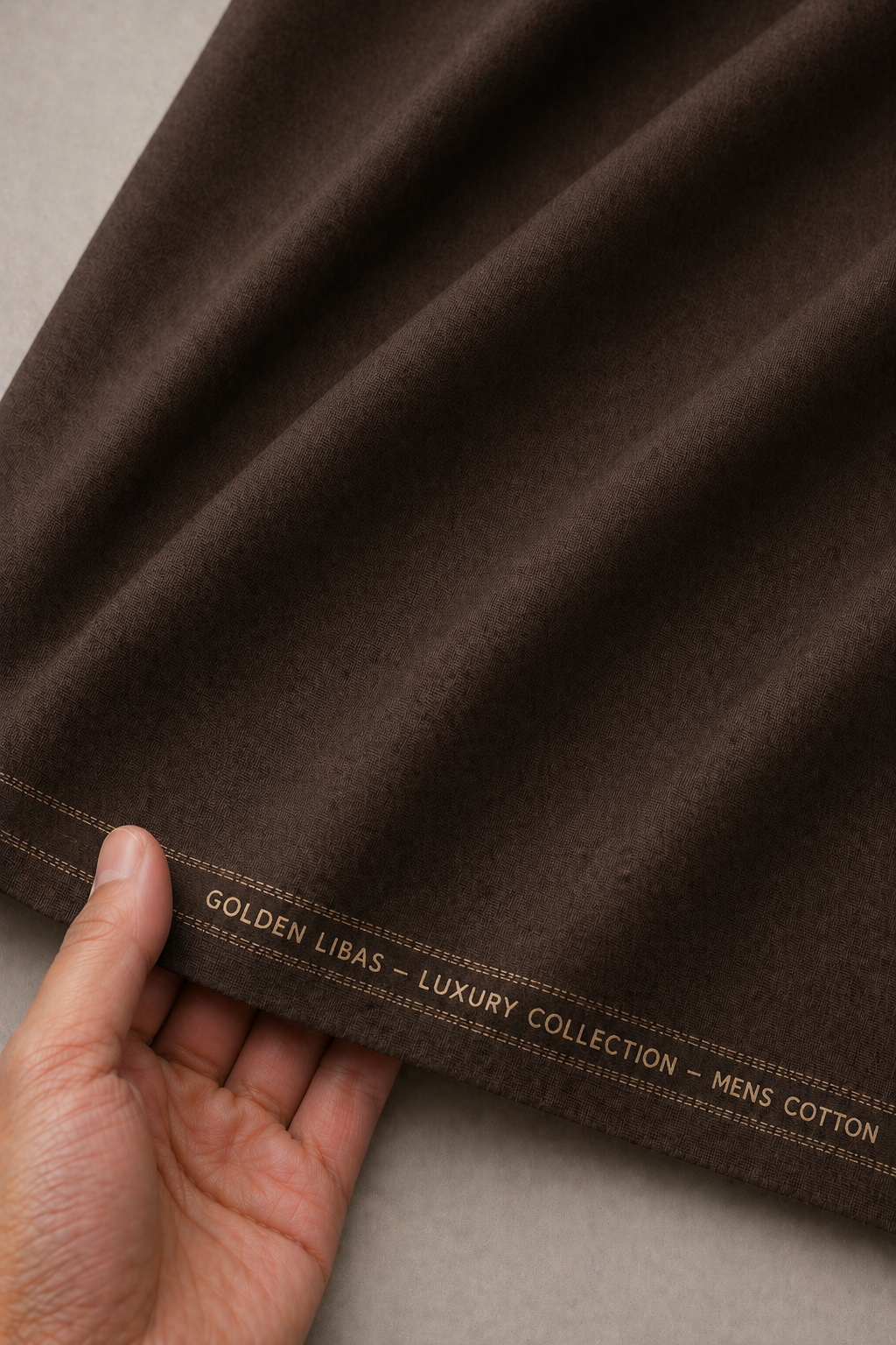 Premium Men's Cotton Unstitched Fabric – Brown (Golden Libas)