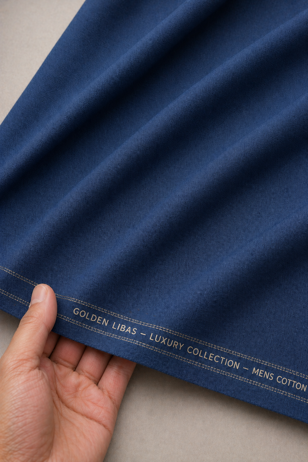 Premium Men's Cotton Unstitched Fabric – Blue (Golden Libas)