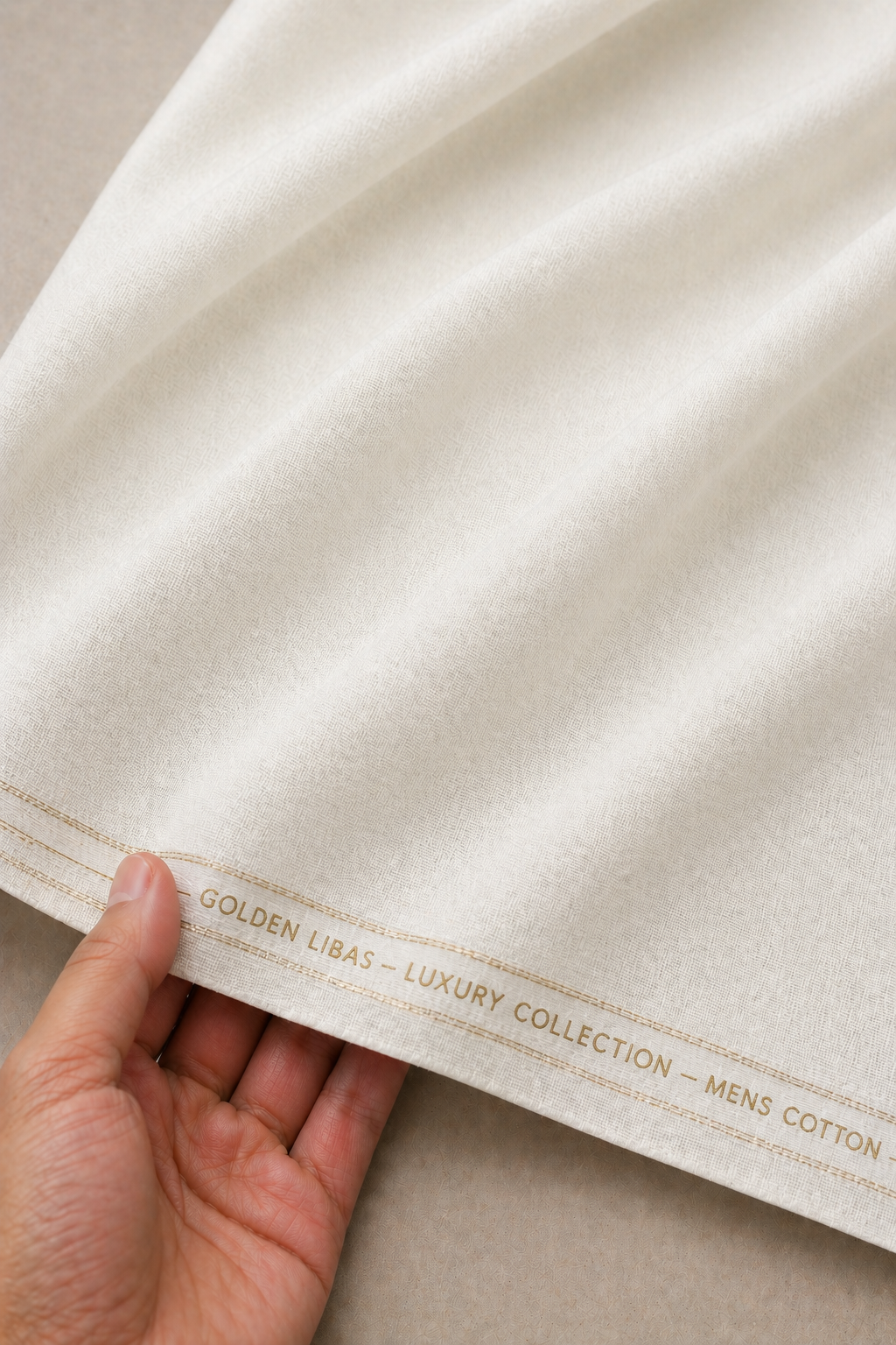 Premium Men's Cotton Unstitched Fabric – Beige (Golden Libas)