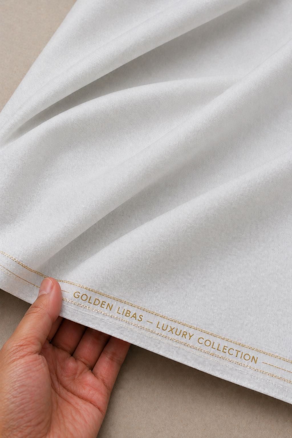 Premium Men's Cotton Unstitched Fabric – Off White (Golden Libas)