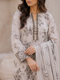 Light Grey and Brown Floral Embroidered Unstitched 3-Piece