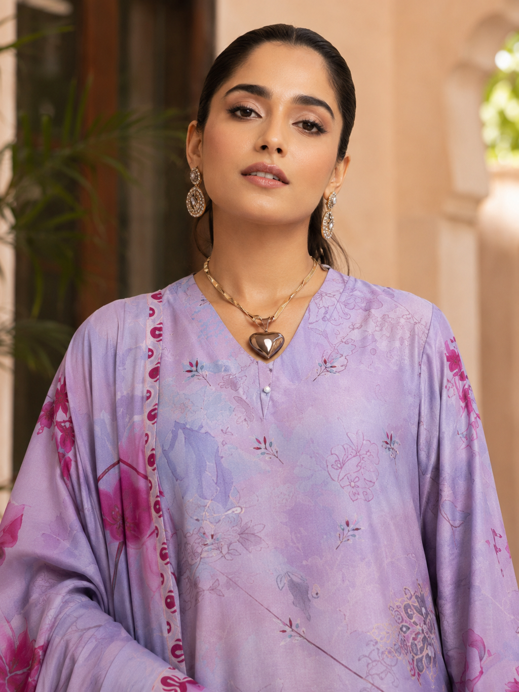 Light Purple and Pink Embroidered Unstitched 3-Piece