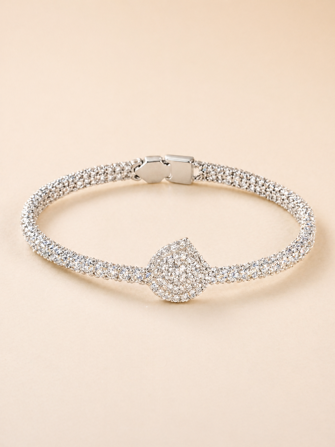 Silver Sparkling Teardrop Crystal Bracelet