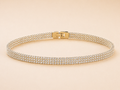 Triple Row Sparkling Crystal Gold Bracelet
