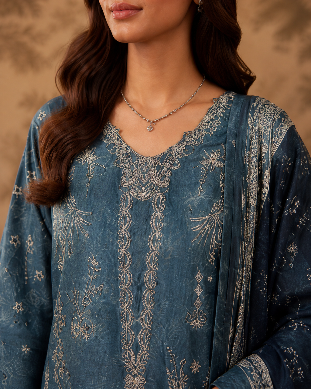 Slate Indigo Embroidered Suit image 3