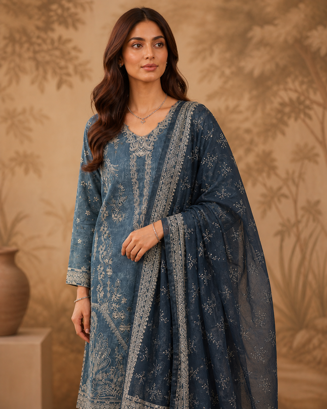 Slate Indigo Embroidered Suit