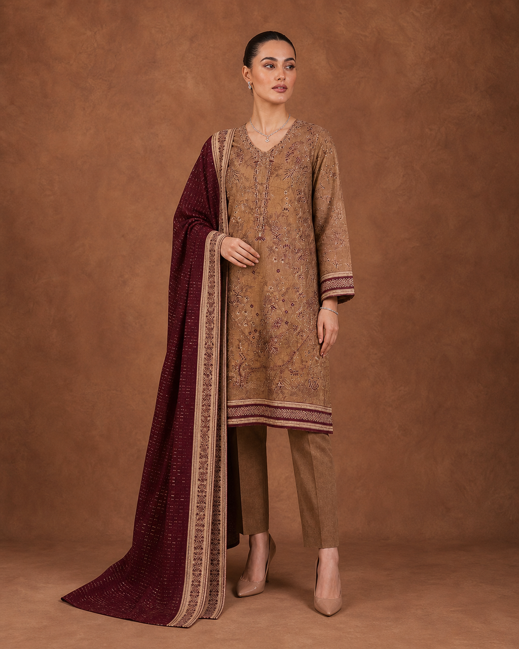 Walnut Mocha Embroidered Suit