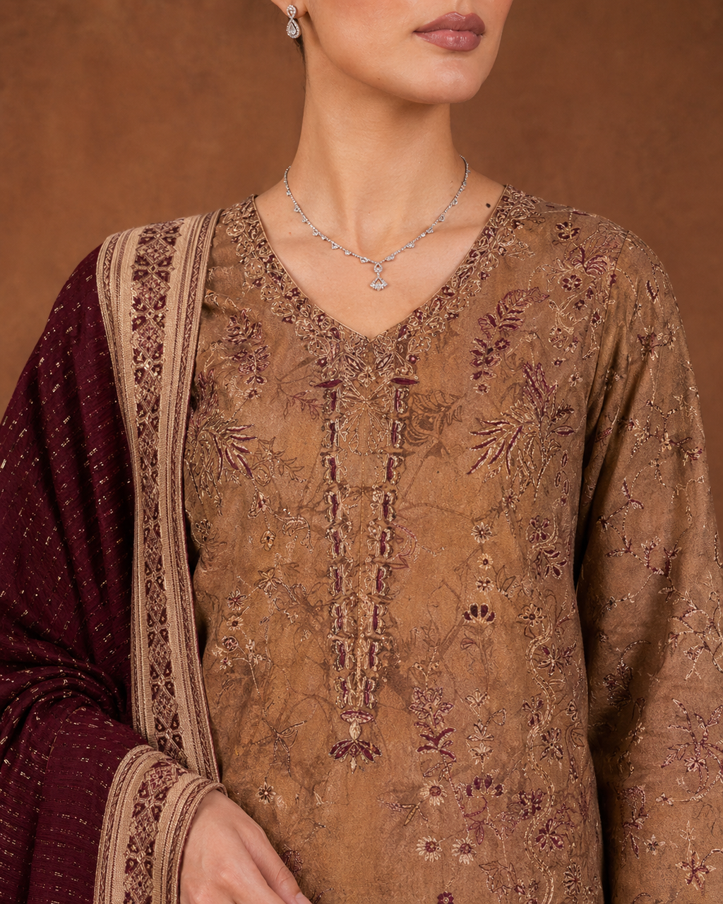 Walnut Mocha Embroidered Suit image 2