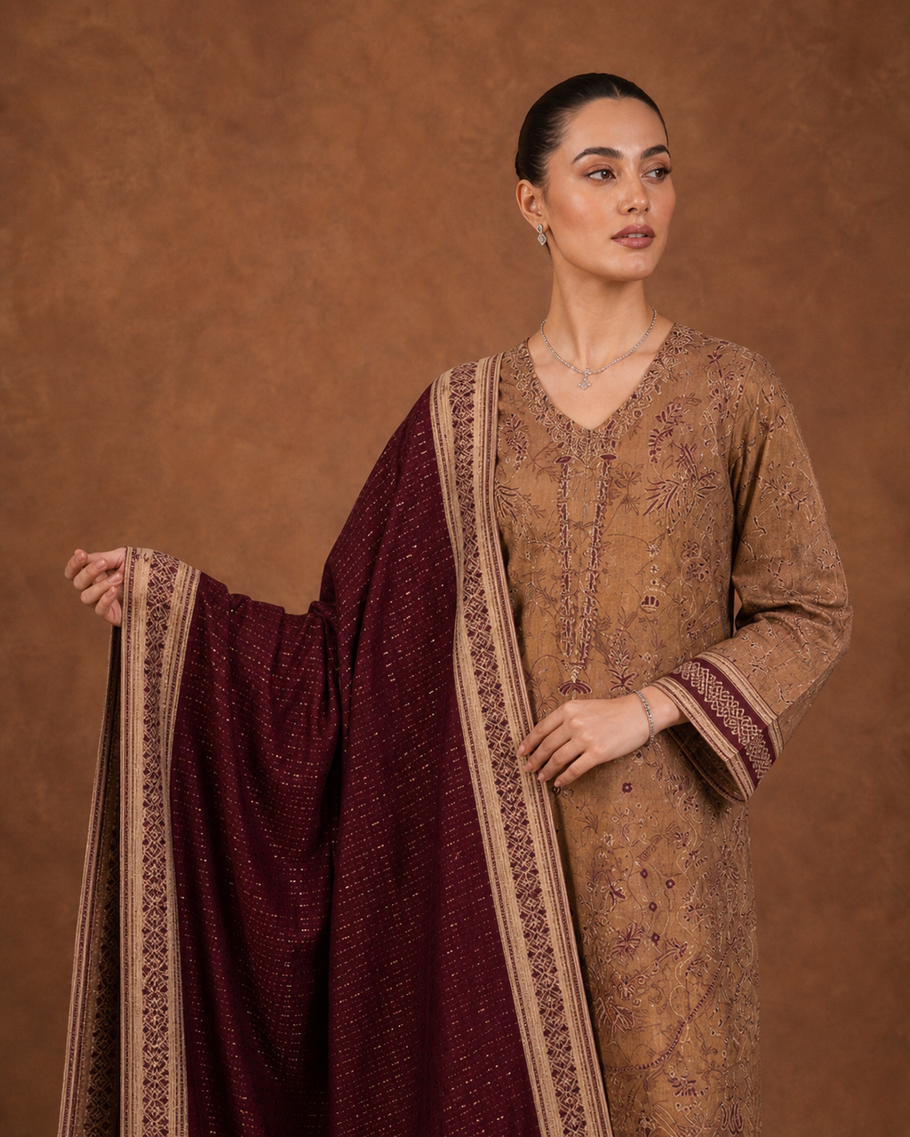 Walnut Mocha Embroidered Suit image 3