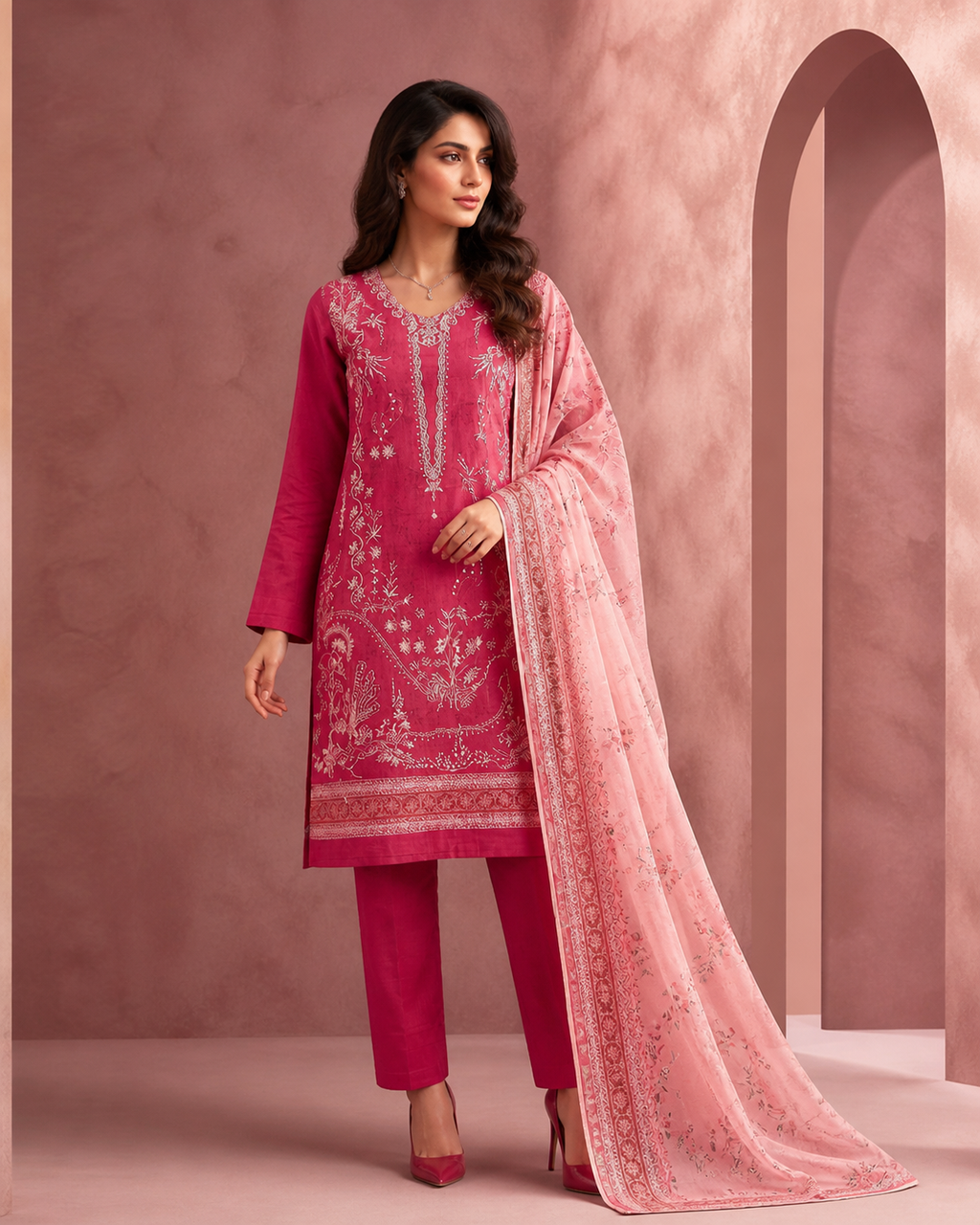 Magenta Radiance Embroidered Suit
