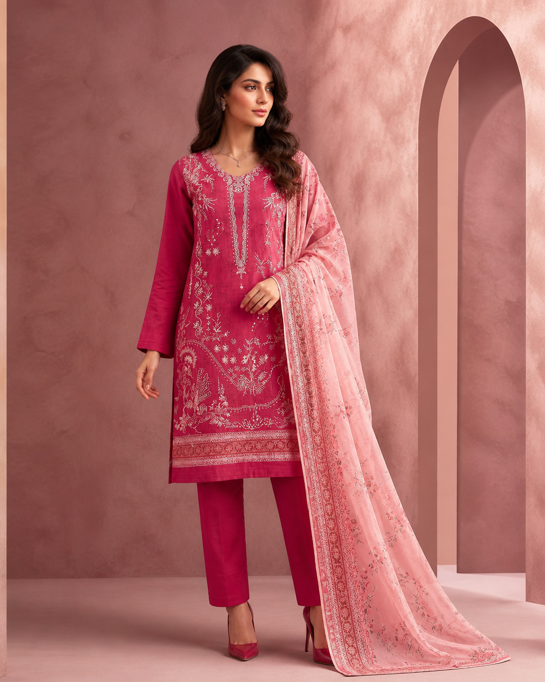 Magenta Radiance Embroidered Suit