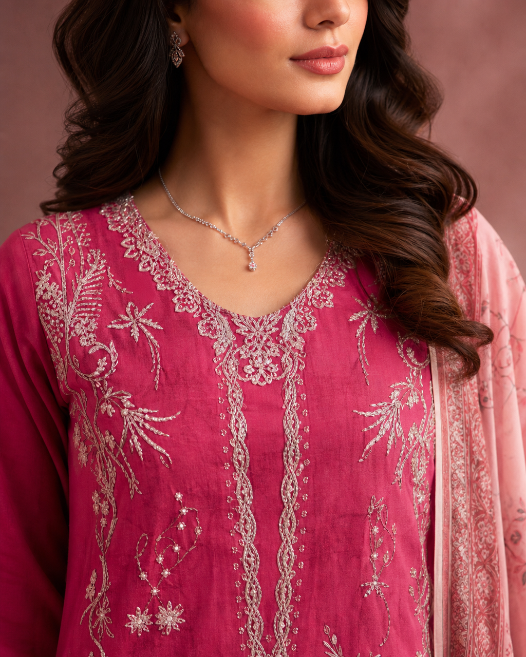 Magenta Radiance Embroidered Suit image 3