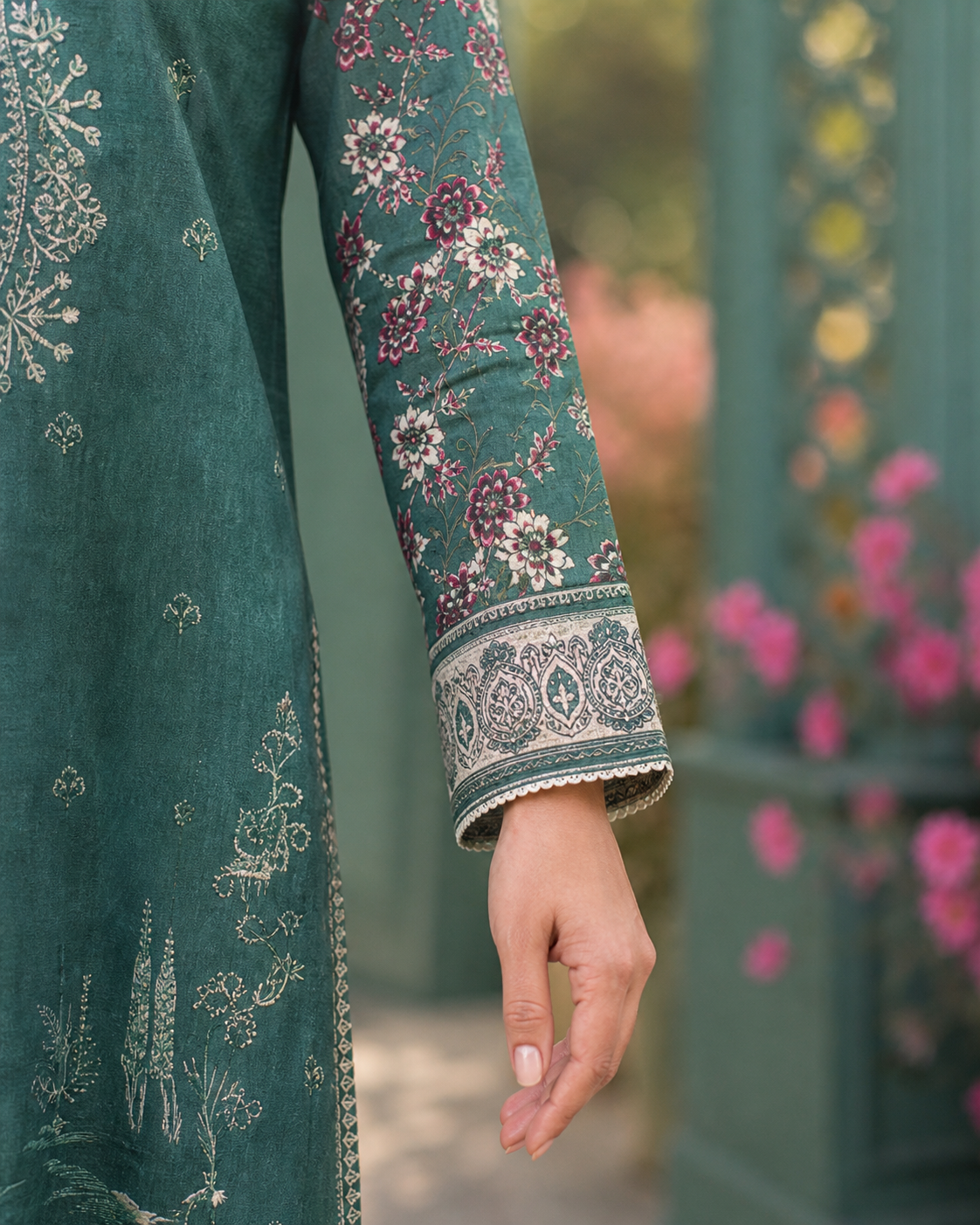 Teal Bloom Embroidered Suit image 2