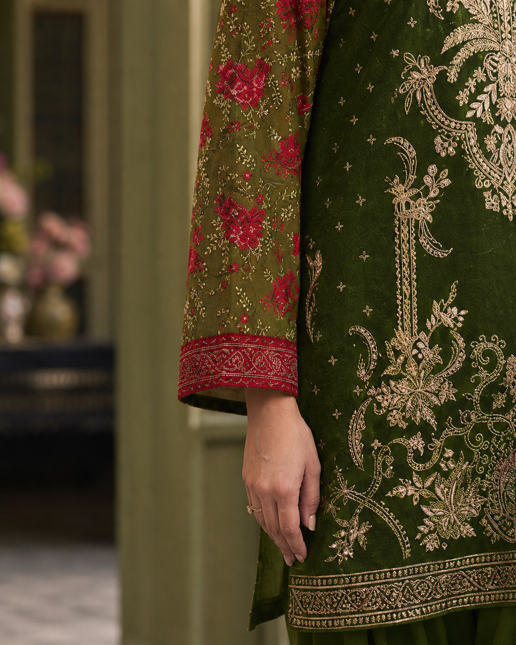 Forest Green Embroidered Suit image 3