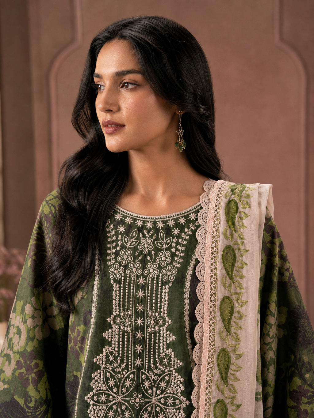 Olive Garden Embroidered Lawn - Image 3