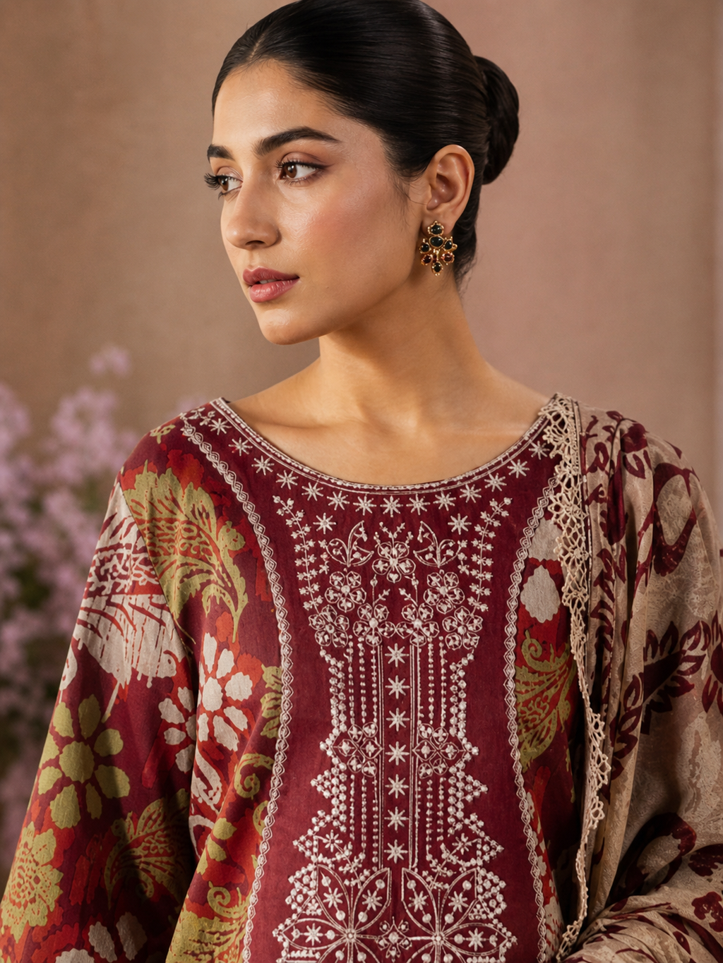 Crimson Flora Embroidered Suit - Image 3