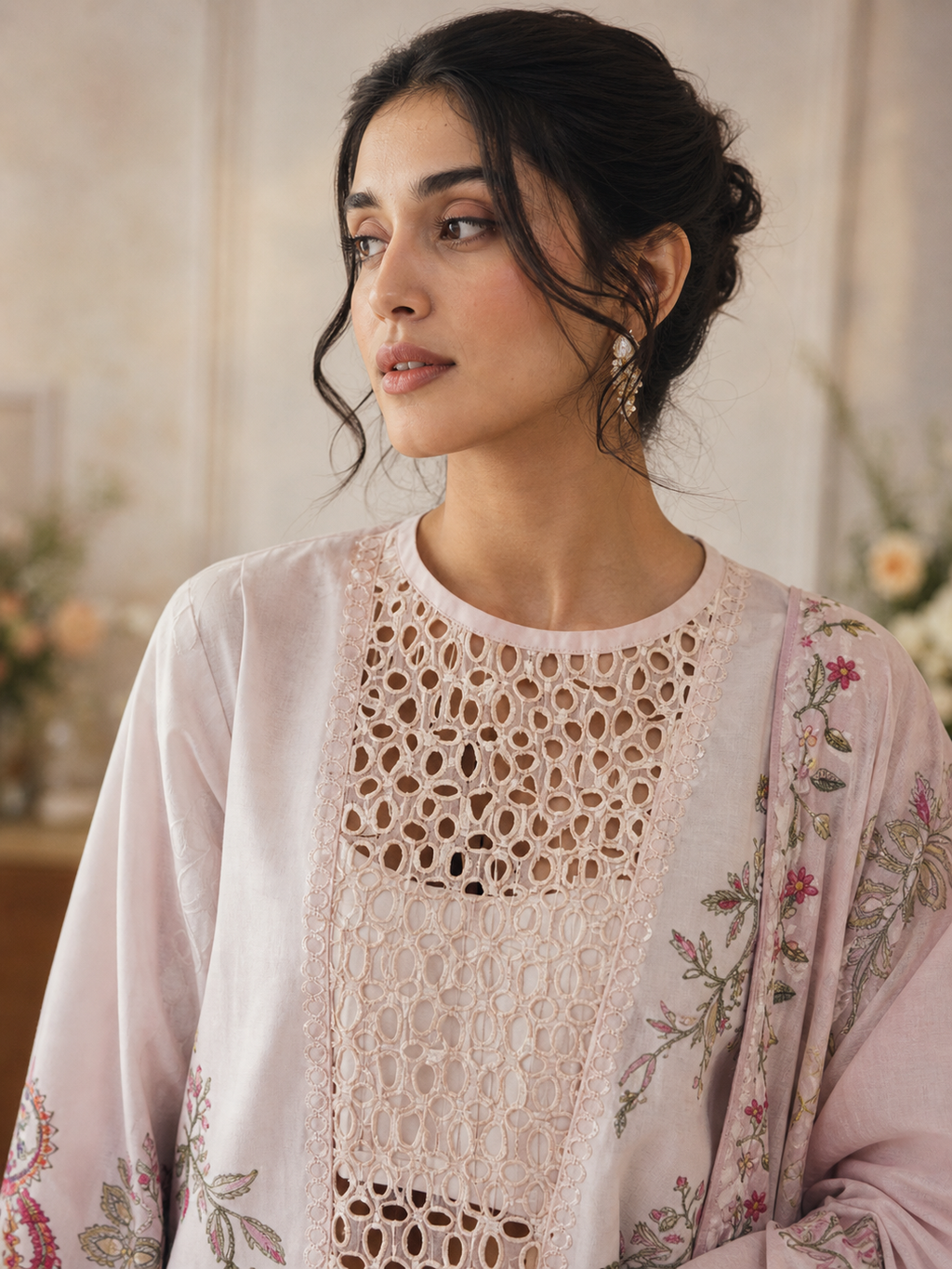 Blush Petals Embroidered Ensemble - Image 3