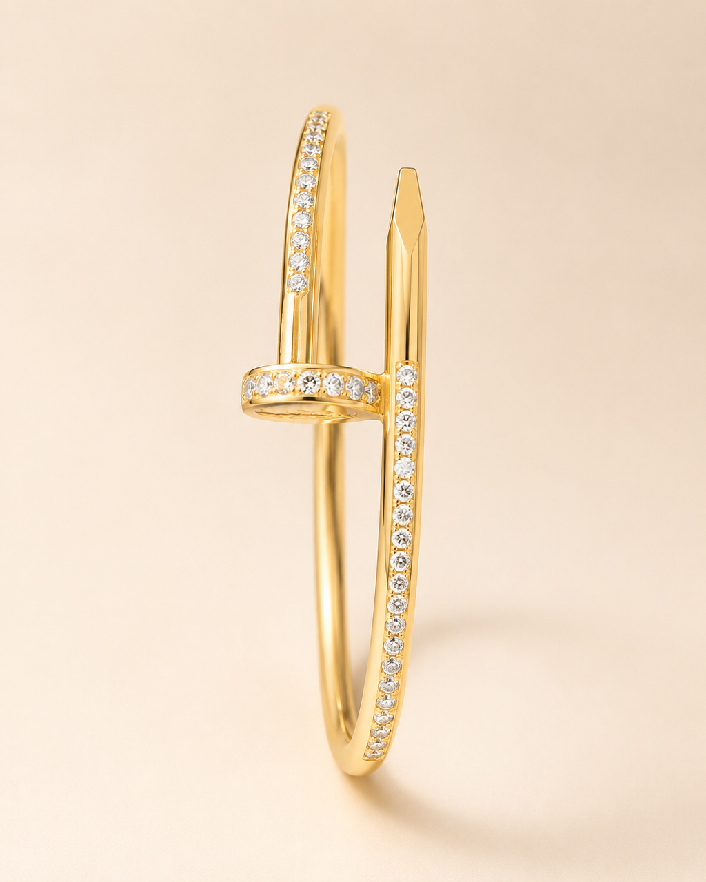 Gold Wrap-Around Nail Bangle with Crystals