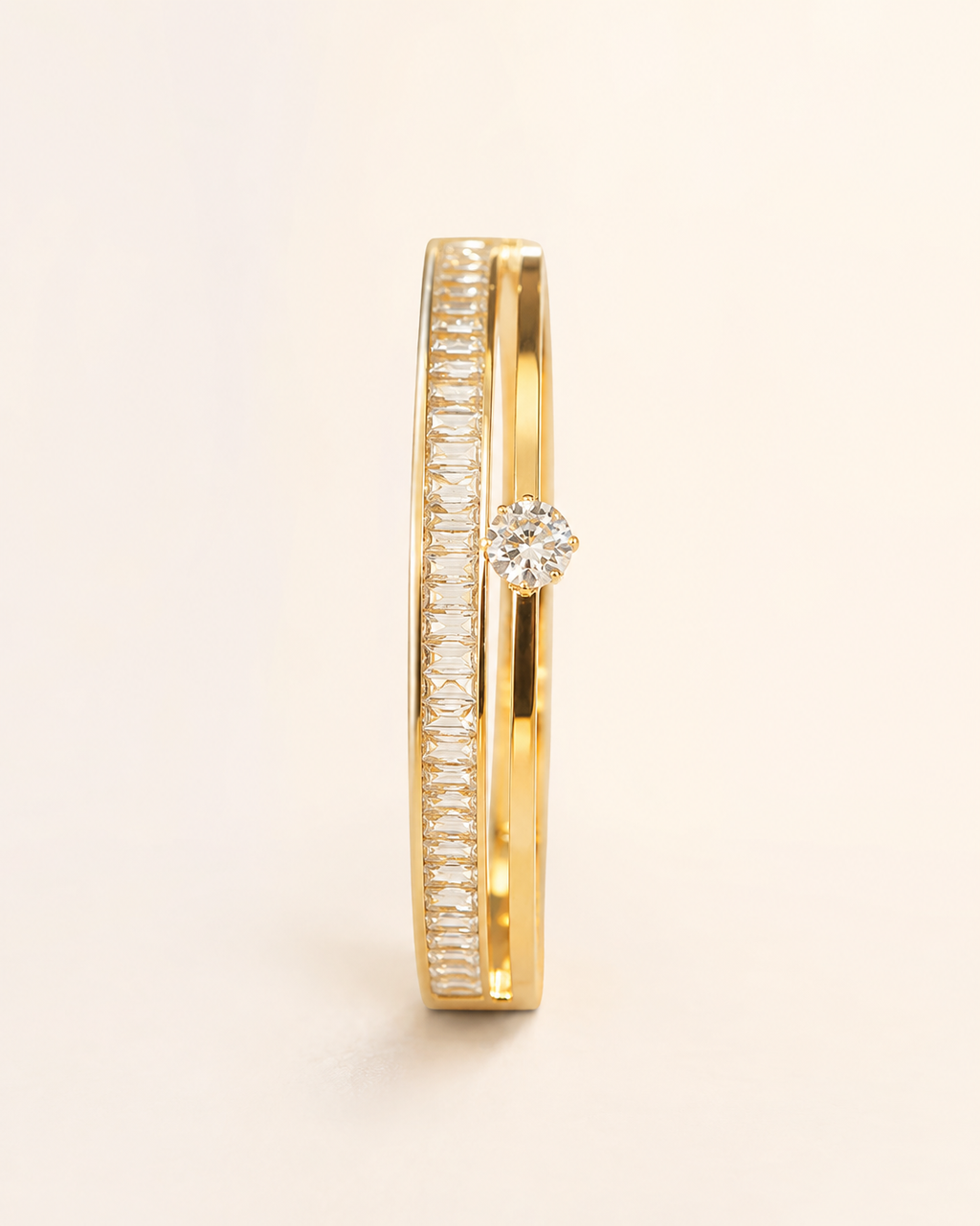 Gold Double Band Crystal Bangle