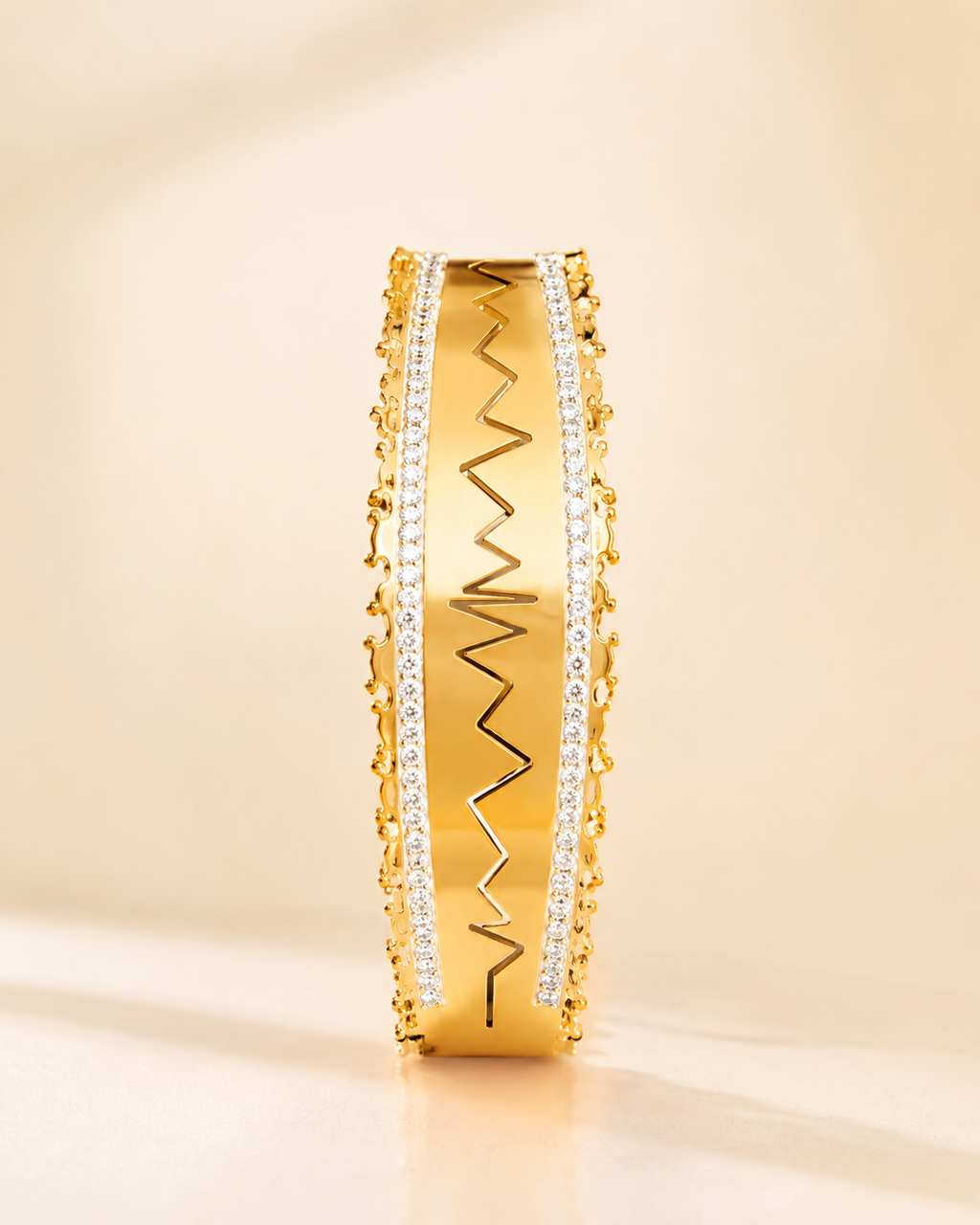 Wide Gold Zigzag Cutout Cuff Bracelet