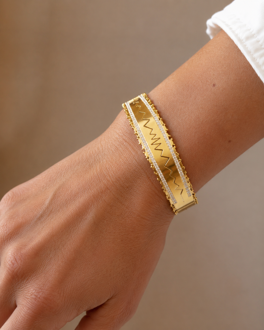 Wide Gold Zigzag Cutout Cuff Bracelet