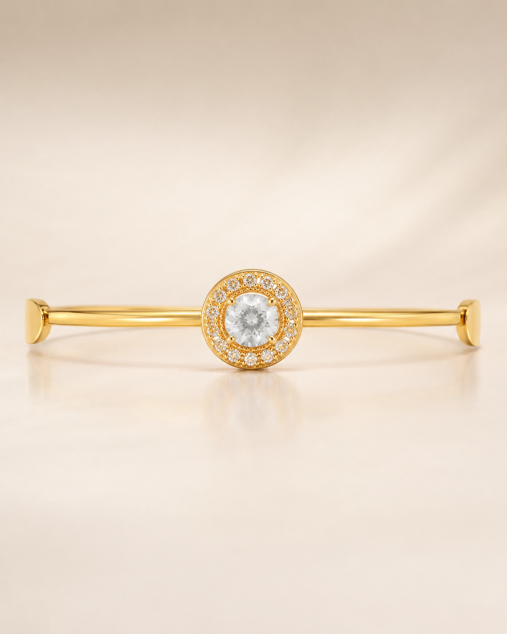 Simple Gold Bangle with Round Crystal