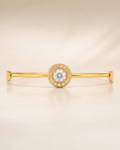 Simple Gold Bangle with Round Crystal
