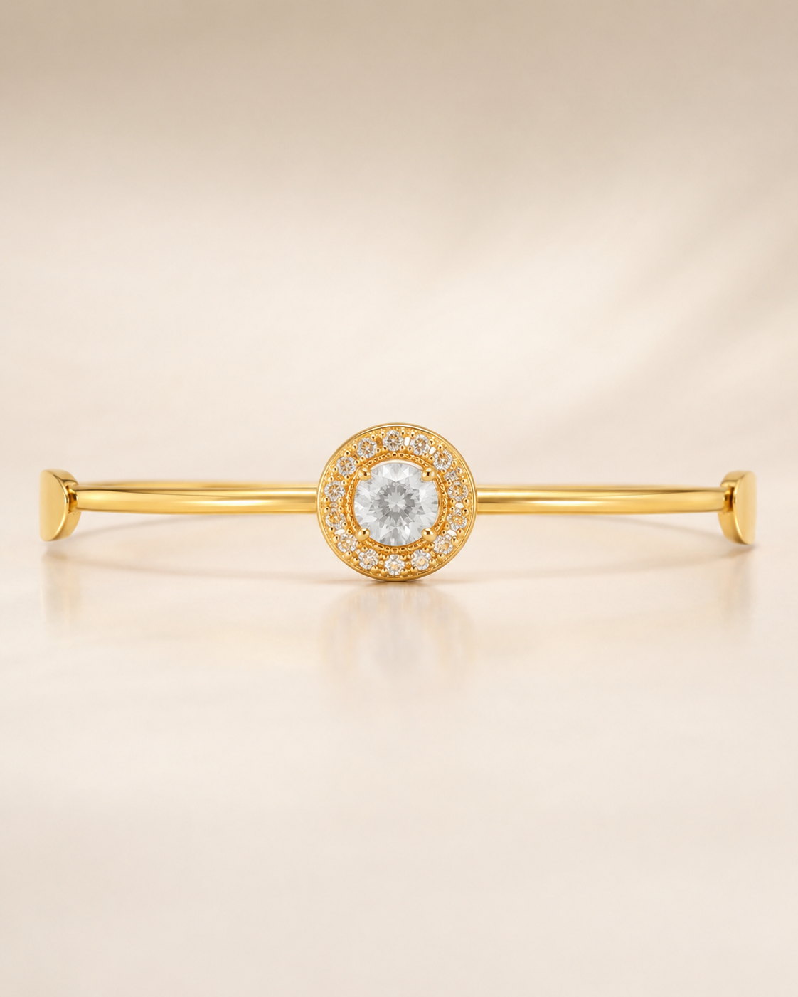 Simple Gold Bangle with Round Crystal