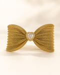 Gold Mesh Bow Bracelet with Heart Crystal