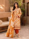 Terracotta & White Tie-Dye Style Lawn 3-Piece Unstitched Suit