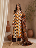 Mustard & Brown Floral Lawn 3-Piece Unstitched Suit