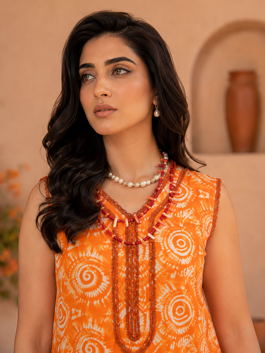 Radiant Orange Summer Lawn 3-Piece Unstitched Suit