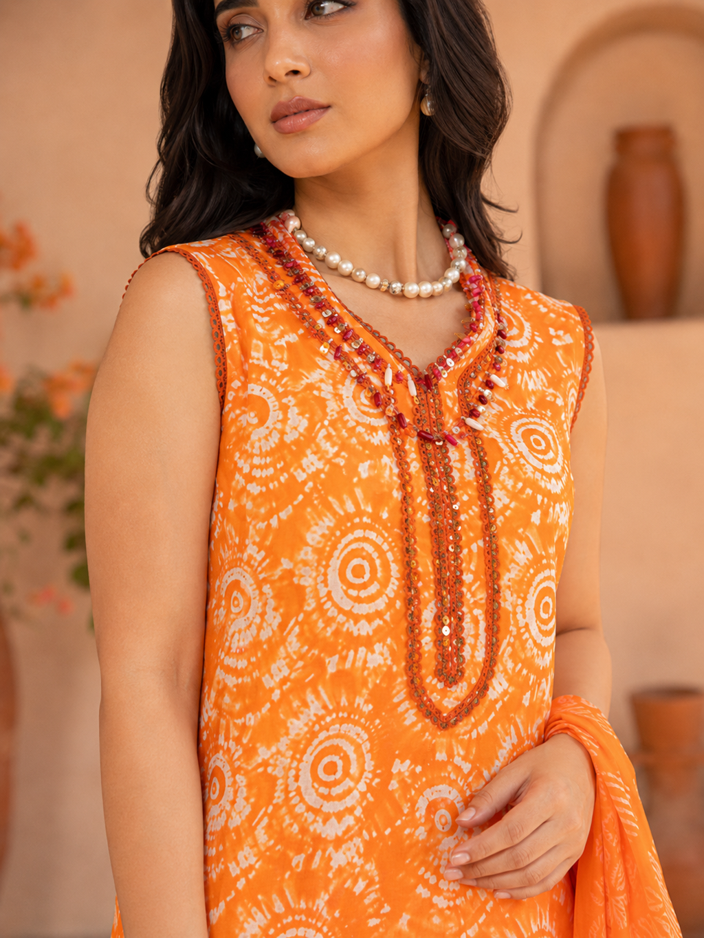 Radiant Orange Summer Lawn 3-Piece Unstitched Suit